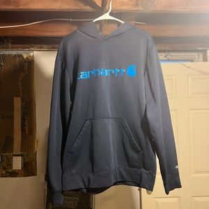 Carhartt Hoodie Men Size Medium Sweatshirt Navy Blue Force Extremes Relaxed Fit